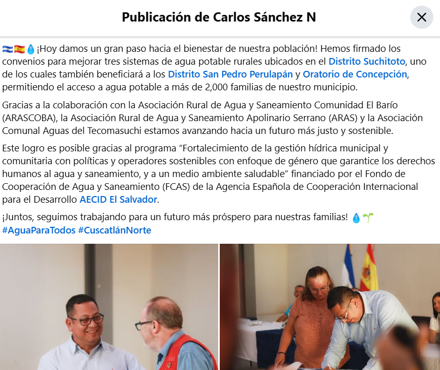 🇸🇻🇪🇸💧¡Hoy damos un gran paso hacia el bienestar. Carlos Sanchez N Facebook Google Chrome 16 3 2025 05 24 34